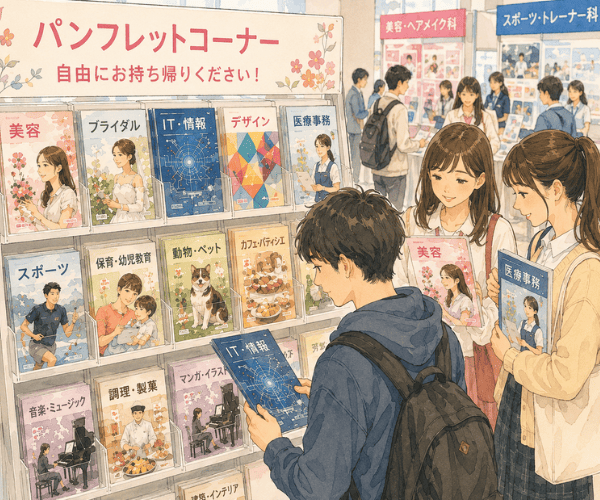 専門学校のパンフレット表紙紹介と資料請求案内
